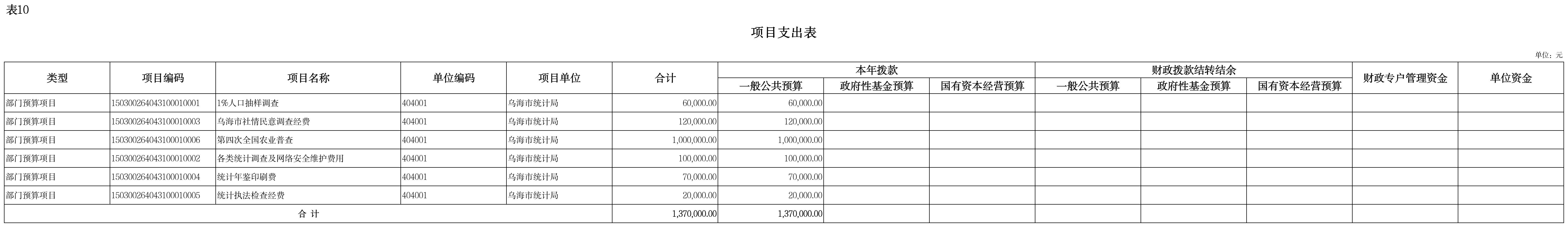 项目绩效目标表(9)_表10-项目支出表